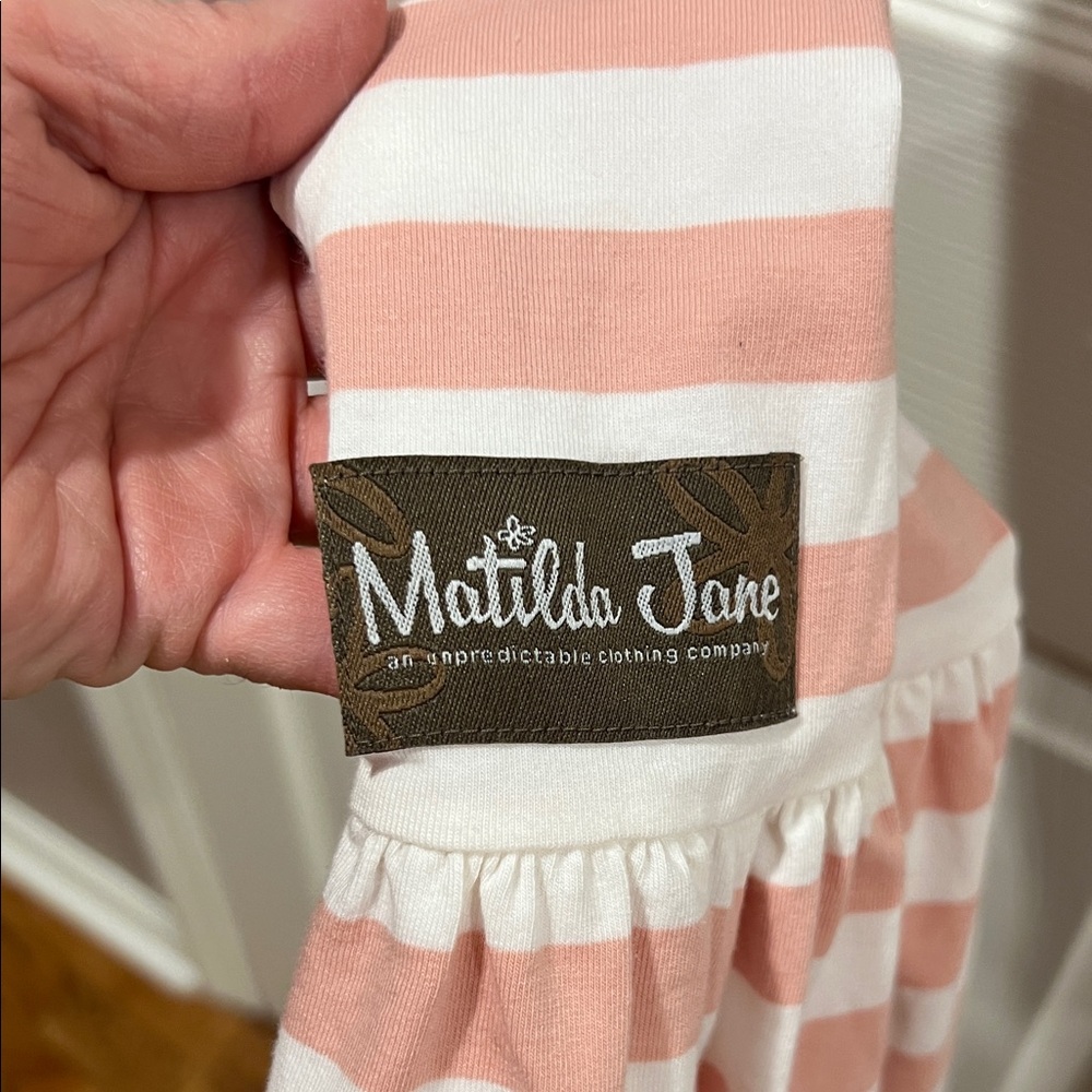 Striped Pink and White Ruffle Pants Girls Matilda Jane Size 10 Like new - Picture 4 of 4